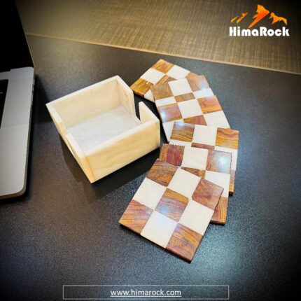 Coaster set square White and Red Onyx Stone